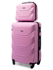 Rogal Růžová sada 2 luxusních plastových kufrů "Luxury" - vel. M, L