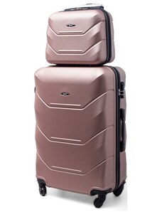Rogal Zlato-růžová sada 2 luxusních plastových kufrů "Luxury" - vel. M, L