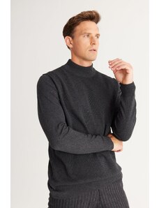 ALTINYILDIZ CLASSICS Men's Smoked Standard Fit Normal Cut Half Turtleneck Cotton Knitwear Sweater.