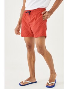 ALTINYILDIZ CLASSICS Men's Red-Navy Blue Standard Fit Regular Cut Patterned Quick Drying Swimsuit Swim Shorts