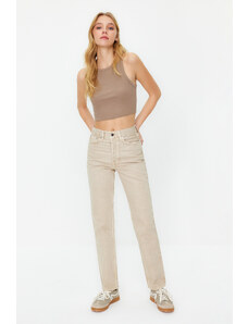 Trendyol Stone High Waist Straight Jeans