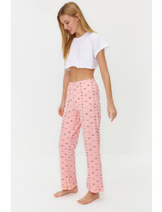 Trendyol Salmon Cotton Star Pattern Knitted Pajama Bottom