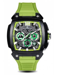 Ralph Christian Watches Černé pánské hodinky Ralph Christian s gumovým páskem The Phantom Chrono - Lime Green 44MM