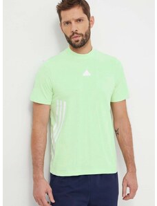 Bavlněné tričko adidas zelená barva, s potiskem, IX5193