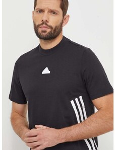 Bavlněné tričko adidas černá barva, s potiskem, IX5196