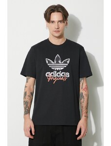 Bavlněné tričko adidas Originals černá barva, s potiskem, IS0227