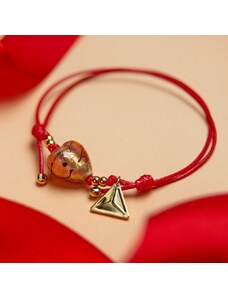 Dámsky Náramek Peach Fuzz-Red s 24karátovým zlatem v perle Lampglas