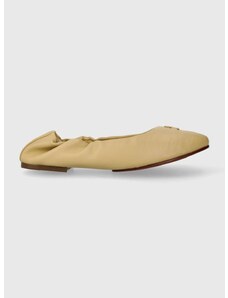 Kožené baleríny Tommy Hilfiger TH ELEVATED ELASTIC BALLERINA béžová barva, FW0FW07882