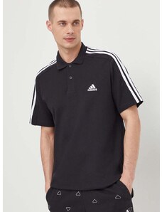 Bavlněné polo tričko adidas černá barva, s aplikací, IC9310