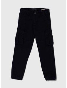 Dětské bavlněné kalhoty Guess tmavomodrá barva, hladké