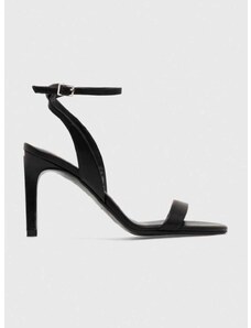 Kožené sandály Calvin Klein HEEL SANDAL 90 LTH černá barva, HW0HW01945