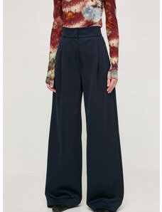 Kalhoty MAX&Co. dámské, tmavomodrá barva, široké, high waist, 2416781011200