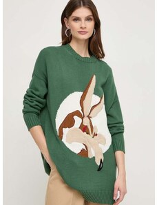 Bavlněný svetr MAX&Co. x CHUFY zelená barva, hřejivý