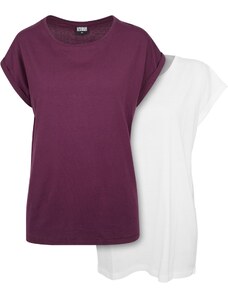 UC Ladies Dámské tričkoUrban Classics - 2 balení bílá/třešeň
