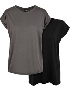 UC Ladies Dámské tričko Urban Classics - 2 balení šedé/černé