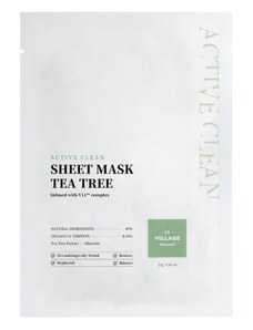 VILLAGE 11 FACTORY - ACTIVE CLEAN SHEET MASK TEA TREE - Zklidňující plátýnková maska s Tea Tree 23g