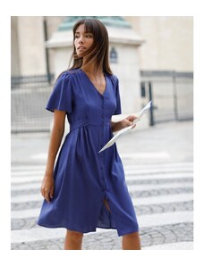 Blancheporte Rozšířené jednobarevné šaty na knoflíčky tmavě modrá 46
