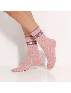 Blancheporte Sada 3 párů ponožek se žakárovým vzorem růžová/fialová 35-38