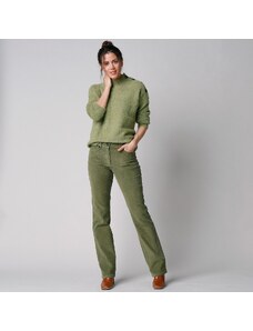 Blancheporte Rovné manšestrové kalhoty mechově zelená 38