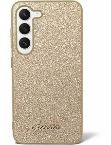 Originální kryt GUESS - hardcase Glitter Script GUHCS24LHGGSHD pro Samsung Galaxy S24 Ultra , barva zlatá