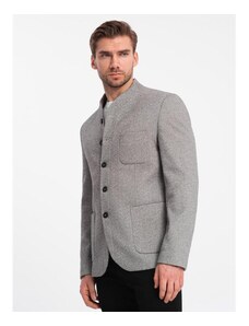 Ombre Clothing Pánské sako bez klop V1 OM-BLZB-0124 světle šedá