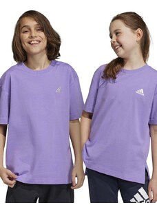 Dětské bavlněné tričko adidas fialová barva, s potiskem