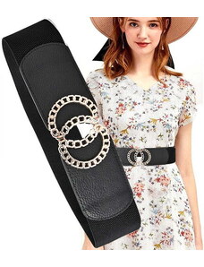 Camerazar Elastický dámský pásek na šaty, černý, 70-100 cm, syntetický materiál