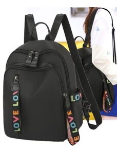 Camerazar Dámský městský batoh Love Backpack, černý voděodolný materiál s vložkami z kvalitní umělé kůže, 32x26x13 cm