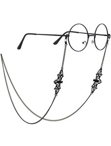 Camerazar Unisex Řetízek na Brýle s Netopýrem, Černý Kov, 75 cm