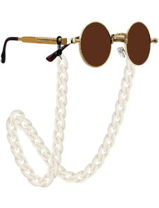 Camerazar Elegantní bílý řetízek na brýle, plastový, 75 cm