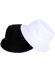 Camerazar Oboustranný Klobouk BUCKET HAT, bílá/černá, polyester/bavlna, univerzální velikost 55-59 cm