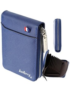 Camerazar Pánská peněženka s pouzdrem na karty, modrá kvalitní umělé kůže, 13 přihrádek, 8x11x2 cm
