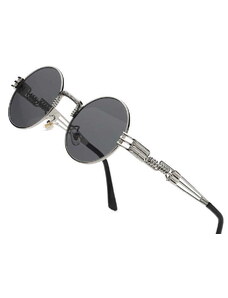 Camerazar Unisex Retro Steampunkové Kulaté Brýle, Kovové, UV 400 Filtr, Šířka Skel 55 mm