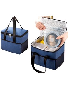 Camerazar Termoobědová taška LUNCH BOX, modrá, voděodolný materiál, 23x20x17.5 cm
