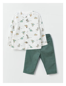 LC Waikiki Printed Long Sleeve Baby Boy Shirt and Trousers 2-Pack