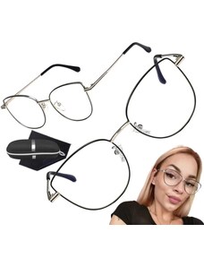 Camerazar Stříbrné Antireflexní Brýle s Kočičíma Očima, Kov-Polykarbonát, UV400 Filtr