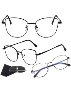 Camerazar Elegantní antireflexní brýle s kočičíma očima, černé, kov - polykarbonát, UV400 filtr