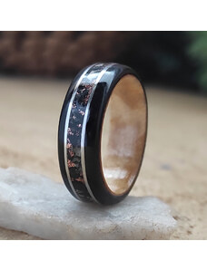 Woodlife Ebenový prsten s regalitem a ocelí
