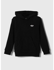 Dětská mikina adidas Originals černá barva, s kapucí, s potiskem