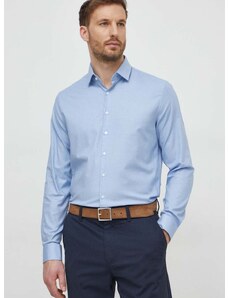 Košile Calvin Klein pánská, tmavomodrá barva, slim, s klasickým límcem, K10K112305