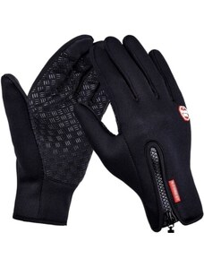 Camerazar Pánské zateplené dotykové rukavice, černé, velikost XL, materiál polyester a guma