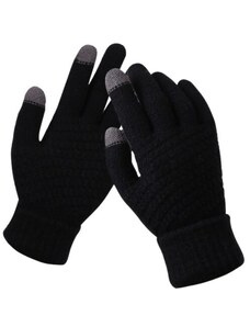 Camerazar Dámské hřejivé dotykové rukavice, černé, 100% akrylová příze, univerzální velikost