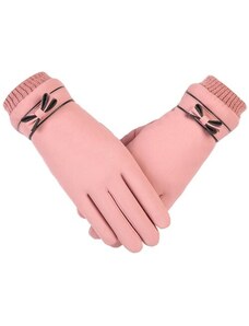 Camerazar Dámské zateplené rukavice, voděodolné, dotykové, růžové, univerzální velikost