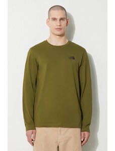 Tričko s dlouhým rukávem The North Face M L/S Simple Dome Tee zelená barva, s potiskem, NF0A87QNPIB1