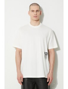 Bavlněné tričko Y-3 Graphic Short Sleeve béžová barva, s potiskem, IZ3123