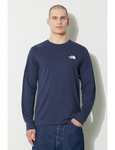 Tričko s dlouhým rukávem The North Face M L/S Simple Dome Tee tmavomodrá barva, NF0A87QN8K21