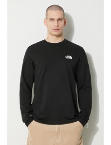 Tričko s dlouhým rukávem The North Face M L/S Simple Dome Tee černá barva, s potiskem, NF0A87QNJK31