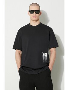 Bavlněné tričko Y-3 Graphic Short Sleeve černá barva, s potiskem, IZ3124