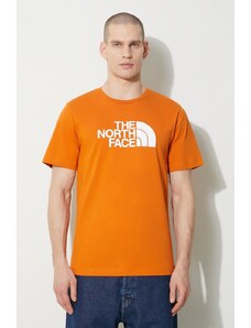 Bavlněné tričko The North Face M S/S Easy Tee oranžová barva, s potiskem, NF0A87N5PCO1