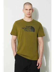 Bavlněné tričko The North Face M S/S Easy Tee zelená barva, s potiskem, NF0A87N5PIB1